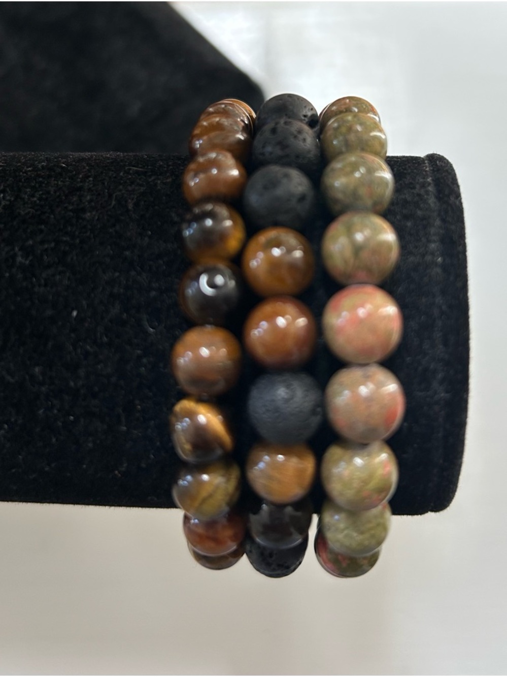 Beaded Gemstone Stretch Bracelet Set - Earth Tones
